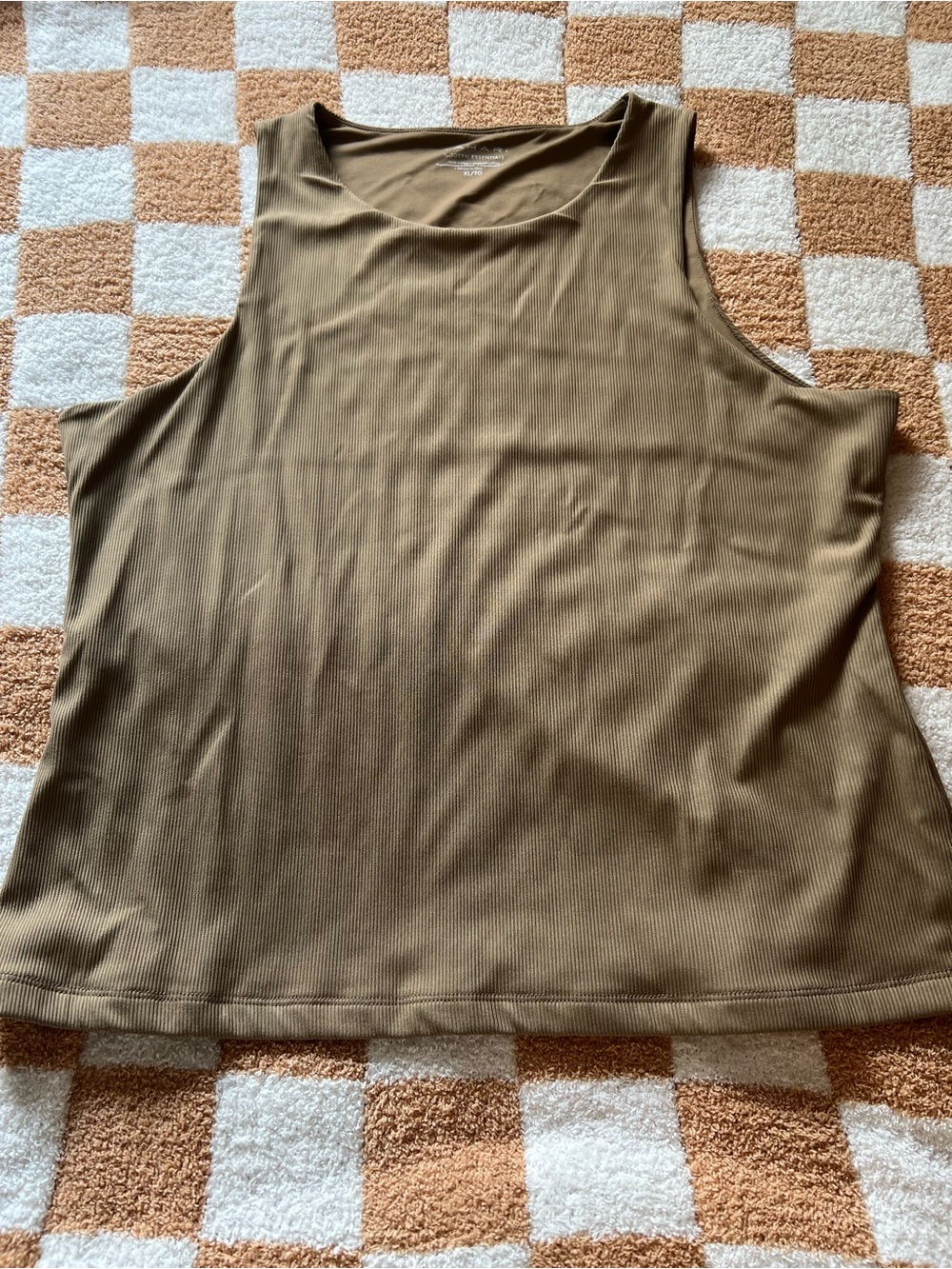 Tahari Ribbed Tank Top in Olive Brown